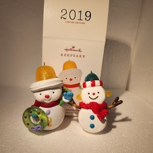 Hallmark Keepsake 2019 & 2017 Limited Edition Sweet Snowman ornaments - 2p Lot